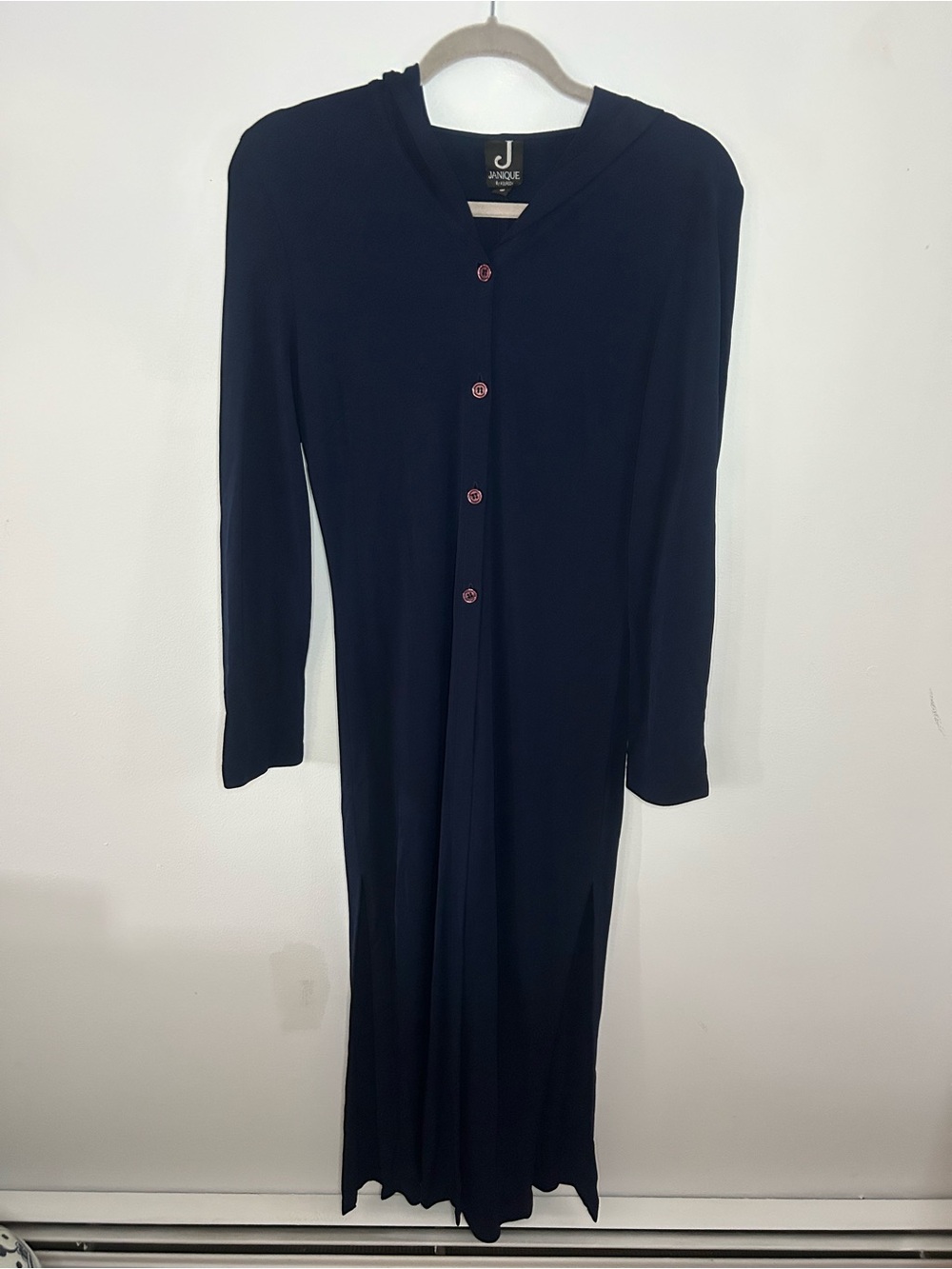 Janique By Kourosh Vintage Long Sleeve Maxi Cardigan with Hood Size Small